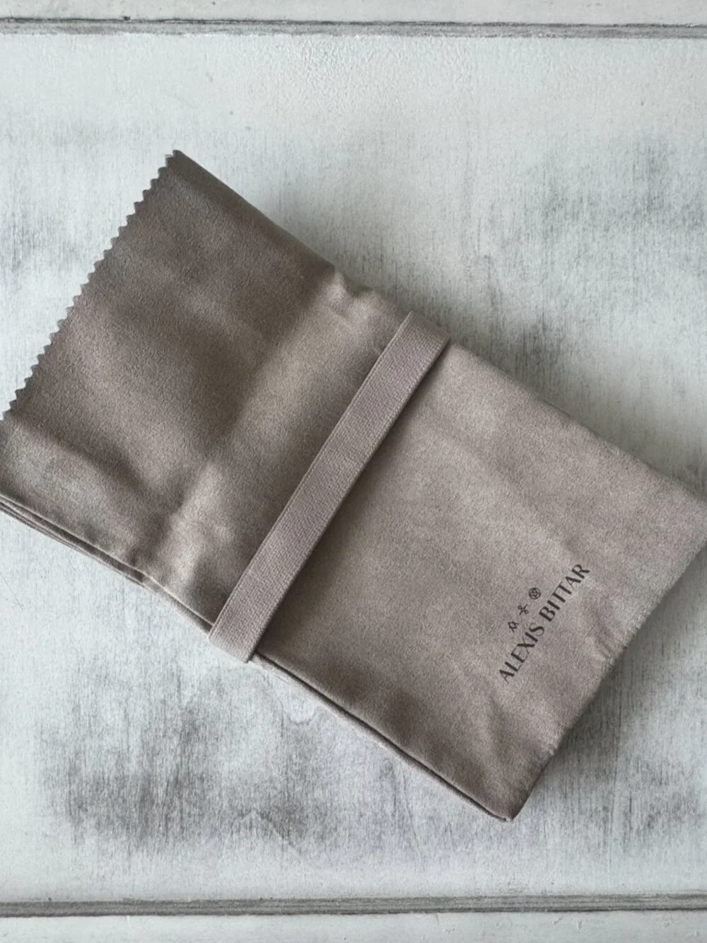 ALEXIS BITTAR JEWELRY Gray Suede Fold Over Dust Travel Pouch